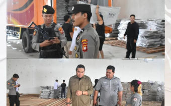 pengawasan kedatangan bilik suara di gudang logistik KPU Kabupaten Mempawah
